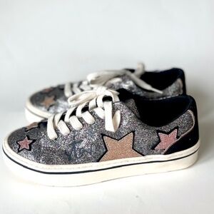 Zara Womans Star Glitter Platform Sneakers Size 38